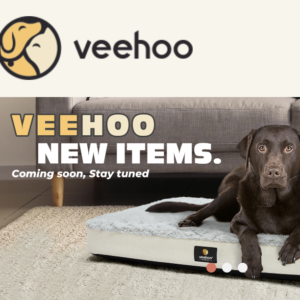 veehoo logo and dog bed